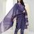 Floral Printed Notch Neck Sequinned Straight Kurta With Trouser & Dupatta