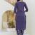 Floral Printed Notch Neck Sequinned Straight Kurta With Trouser & Dupatta