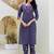 Floral Printed Notch Neck Sequinned Straight Kurta With Trouser & Dupatta