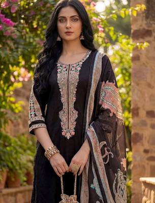 Women Ethnic Motifs Embroidered Regular Thread Work Kurta with Palazzos & With Dupatta 2