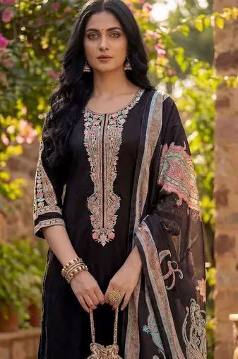 Women Ethnic Motifs Embroidered Regular Thread Work Kurta with Palazzos & With Dupatta