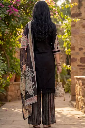 Women Ethnic Motifs Embroidered Regular Thread Work Kurta with Palazzos & With Dupatta