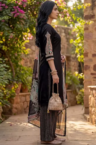 Women Ethnic Motifs Embroidered Regular Thread Work Kurta with Palazzos & With Dupatta