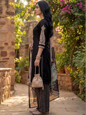 Women Ethnic Motifs Embroidered Regular Thread Work Kurta with Palazzos & With Dupatta 7