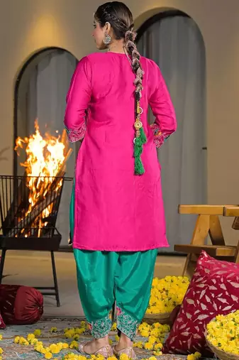 Women Ethnic Motifs Embroidered Regular Thread Work Kurta with Patiala & With Dupatta
