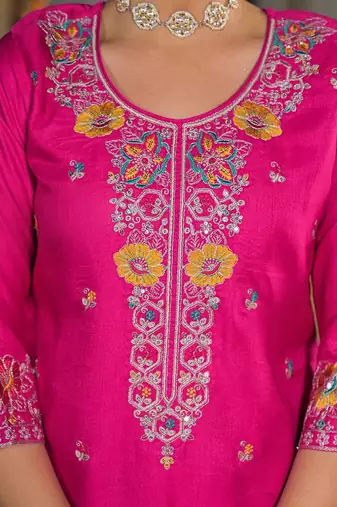 Women Ethnic Motifs Embroidered Regular Thread Work Kurta with Patiala & With Dupatta