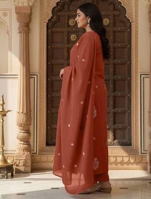 Women Ethnic Motifs Embroidered Regular Thread Work Kurta with Trousers & With Dupatta 6