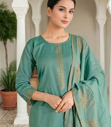 Floral Woven Design Straight Kurta With Trousers & Dupatta