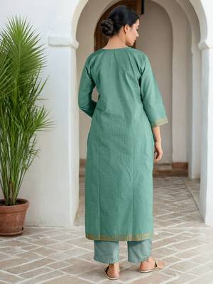 Floral Woven Design Straight Kurta With Trousers & Dupatta 4