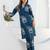 Printed Rama Blue Cotton Blend Co Ords for Women