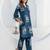 Printed Rama Blue Cotton Blend Co Ords for Women