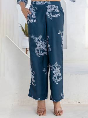 Printed Rama Blue Cotton Blend Co Ords for Women 7