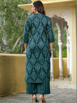 Women Printed Regular Mirror Work Kurta with Palazzos & With Dupatta 2