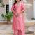 Geometric Woven Design V-Neck Thread Work Straight Kurta With Palazzo And Dupatta