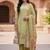 Women Green Organza Embroidered Straight Kurta Trousers with Dupatta