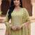 Women Green Organza Embroidered Straight Kurta Trousers with Dupatta
