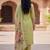 Women Green Organza Embroidered Straight Kurta Trousers with Dupatta