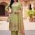 Women Green Organza Embroidered Straight Kurta Trousers with Dupatta
