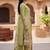 Women Green Organza Embroidered Straight Kurta Trousers with Dupatta