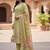 Women Green Organza Embroidered Straight Kurta Trousers with Dupatta