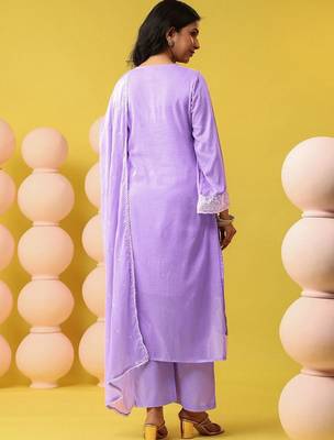 Women Ethnic Motifs Embroidered Regular Chikankari Pure Cotton Kurta with Palazzos & With Dupatta 3