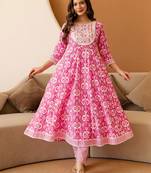 Women Ethnic Motifs Printed Anarkali Kurta with Churidar