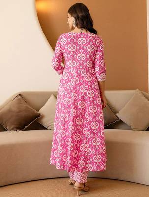 Women Ethnic Motifs Printed Anarkali Kurta with Churidar 6