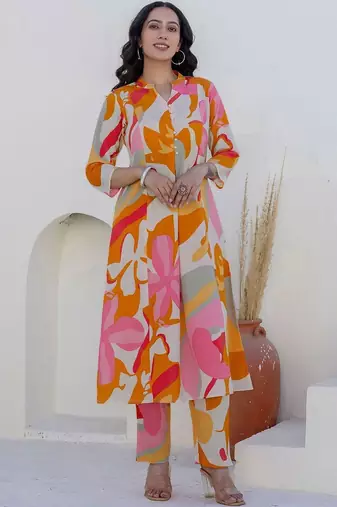 Printed White Cotton Co Ords for Women