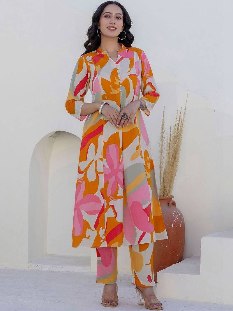 Printed White Cotton Co Ords for Women
