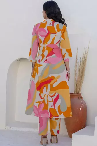 Printed White Cotton Co Ords for Women