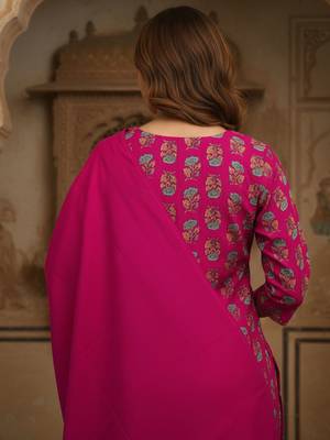 Women Ethnic Motifs Printed Regular Kurta with Trousers & With Dupatta 6