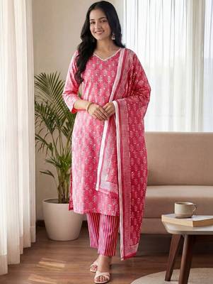 Women Ethnic Motifs Printed Regular Kurta with Trousers & With Dupatta 1
