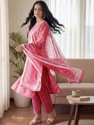 Women Ethnic Motifs Printed Regular Kurta with Trousers & With Dupatta 7