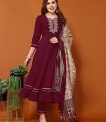 Women Floral Embroidered Kurta with Trousers & Dupatta