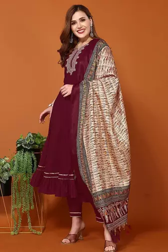 Women Floral Embroidered Kurta with Trousers & Dupatta