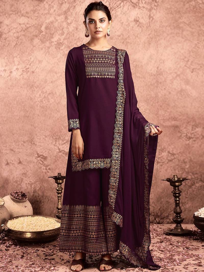 Women Floral Printed Kurta with Palazzo & Dupatta