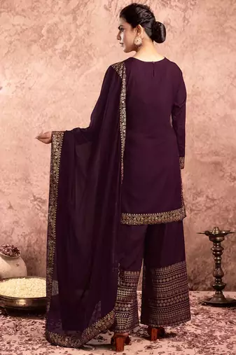 women floral printed kurta with palazzo & dupatta