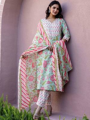 Women Embroidered Regular Kurta with Pyjamas & With Dupatta 1