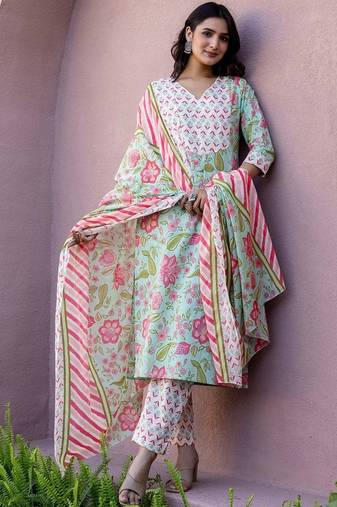Women Embroidered Regular Kurta with Pyjamas & With Dupatta