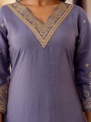 Women Ethnic Motifs Embroidered Regular Pure Silk Kurta with Trousers & With Dupatta 7