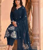 Women Ethnic Motifs Embroidered Regular Thread Work Kurta with Trousers & With Dupatta