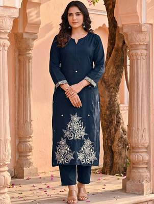 Women Ethnic Motifs Embroidered Regular Thread Work Kurta with Trousers & With Dupatta 7