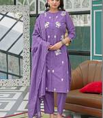 Women Ethnic Motifs Embroidered Regular Thread Work Kurta with Trousers & With Dupatta