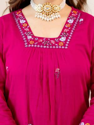 Women Embroidered Regular Kurta with Trousers & With Dupatta 2