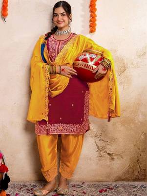 Women Embroidered Regular Kurta with Patiala & With Dupatta 1