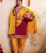 Women Embroidered Regular Kurta with Patiala & With Dupatta