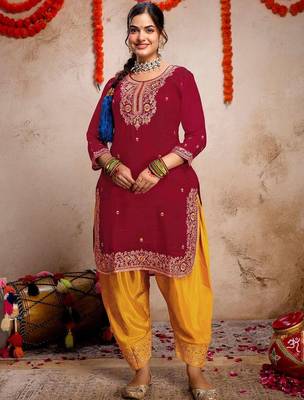 Women Embroidered Regular Kurta with Patiala & With Dupatta 7