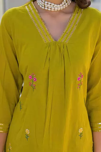 Women Embroidered Regular Pure Cotton Kurta with Pyjamas & With Dupatta