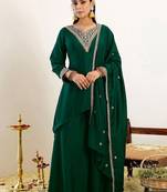 Women Ethnic Motifs Embroidered Regular Kurta with Palazzos & With Dupatta
