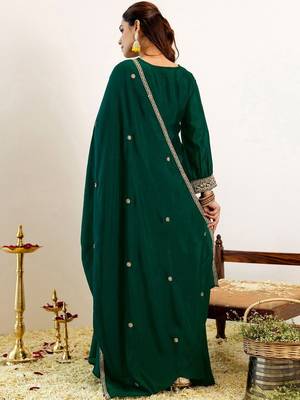 Women Ethnic Motifs Embroidered Regular Kurta with Palazzos & With Dupatta 2
